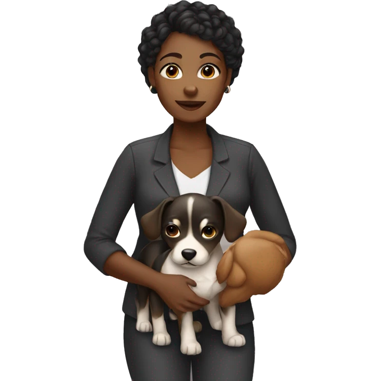 A black woman with a dog emoji