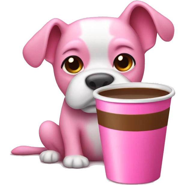 Pink dog drink coffee emoji
