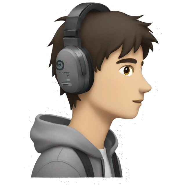 Boy Wolf headphones minimalist emoji