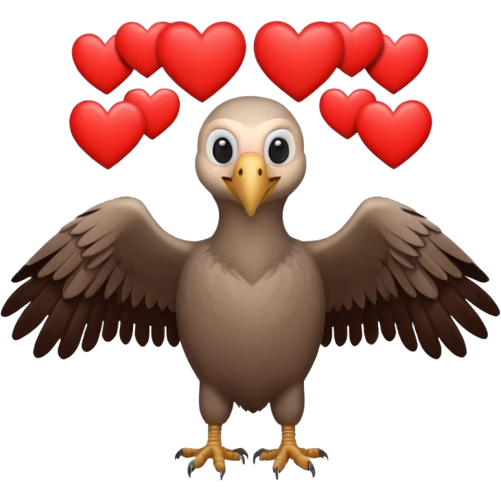 A vulture surrounded by hearts emoji
