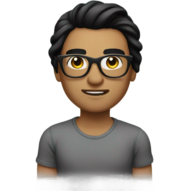 Long black hair, glasses tattoo artist  emoji