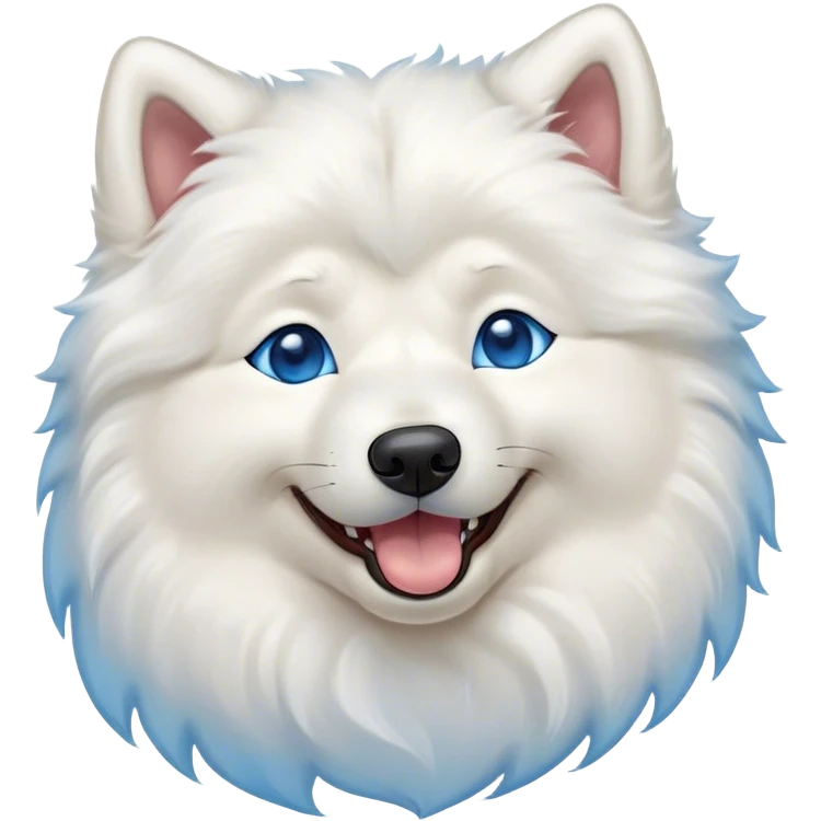Cinematic Cute Yawning Samoyed Portrait Emoji, Head tilted slightly with a dramatic, wide-open yawn, showcasing a soft, fluffy white Fur with a gentle shimmer, floppy ears slightly drooping, round blue eyes barely open in drowsy contentment, Simplified yet irresistibly adorable features, highly detailed, glowing with a soft, cozy glow, high shine, relaxed yet expressive, stylized with a touch of whimsy, bright and endearing, soft glowing outline, capturing the essence of a sleepy yet affectionate companion, so drowsy it feels like it could stretch right out of the screen and curl up for a nap! emoji
