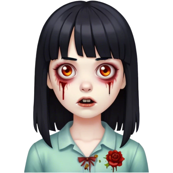 zombie girl with bangs black hair emoji