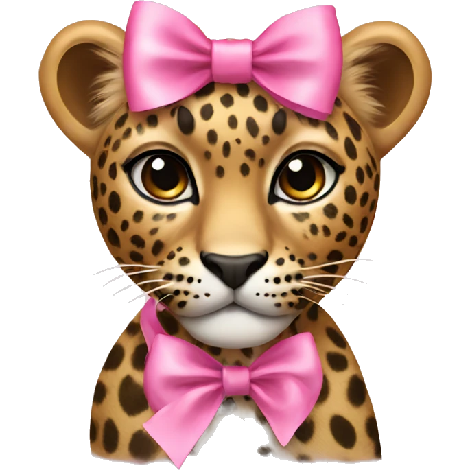 leopard with pink bow  emoji