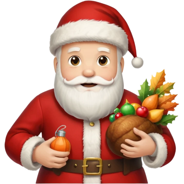 Santa holding tnt and a turkey emoji