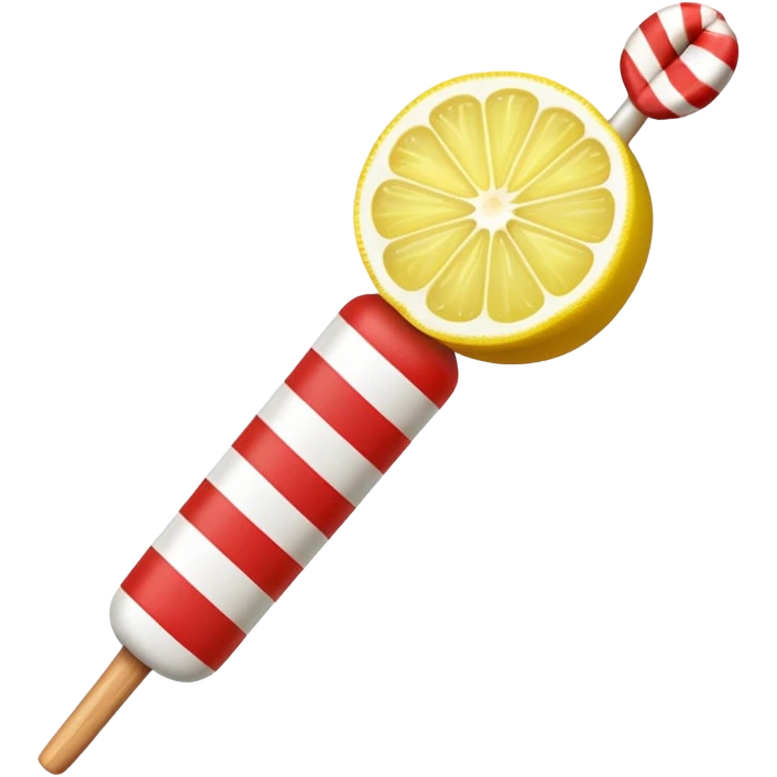Lemon stick, half a lemon with peppermint stick in the top emoji