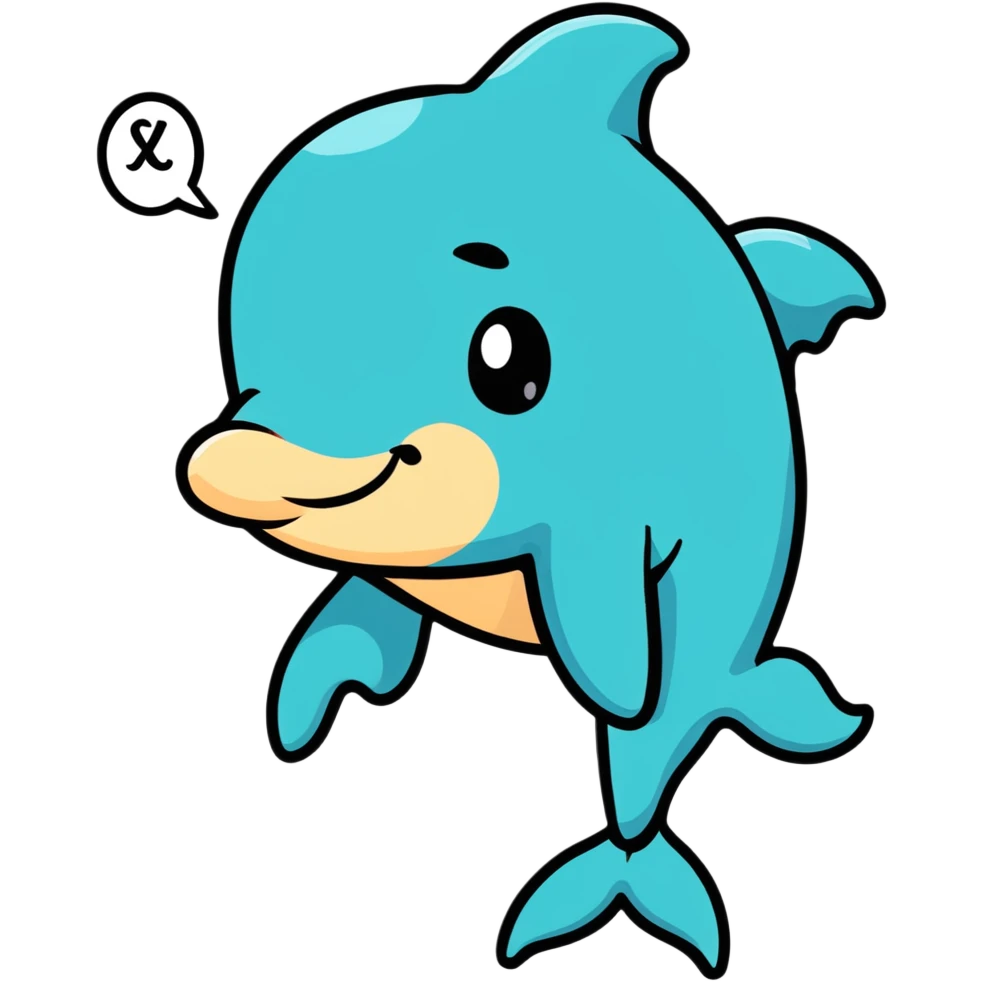 cute cartoon dolphin with big eyes emoji