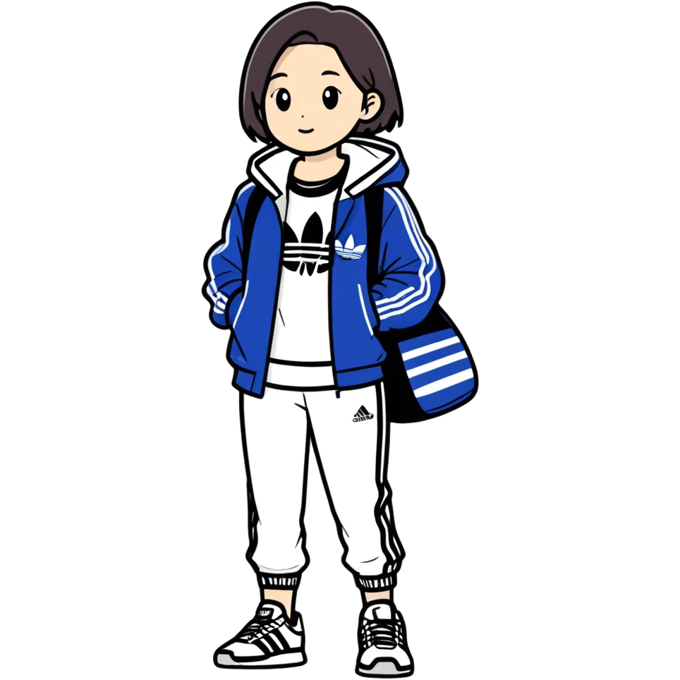 Eileen wearing a adidas jacket  emoji