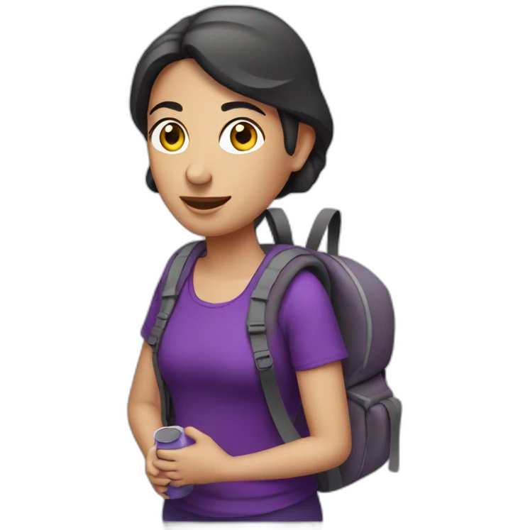 Armenian tourist women in purple clothing with the rucksack emoji