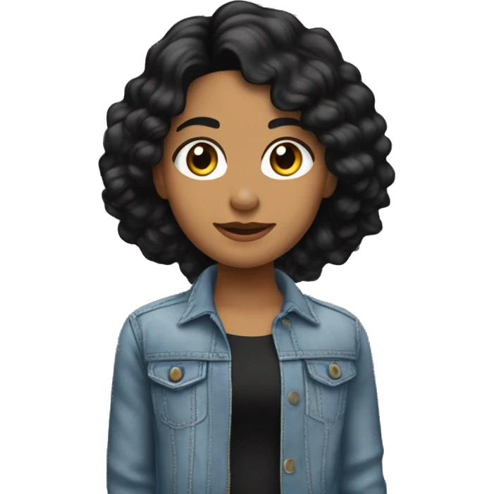 joven morena cabello ondulado negro emoji