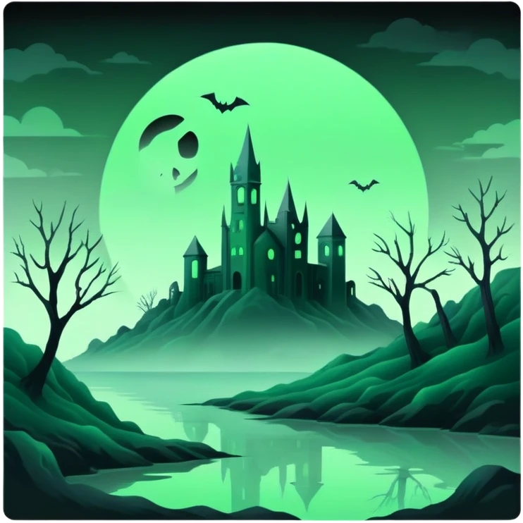 Ghostly Pastel Black Green Spectral Gloomy Dusky Dystopian Apocalyptic Aesthetic Scenery Deco emoji