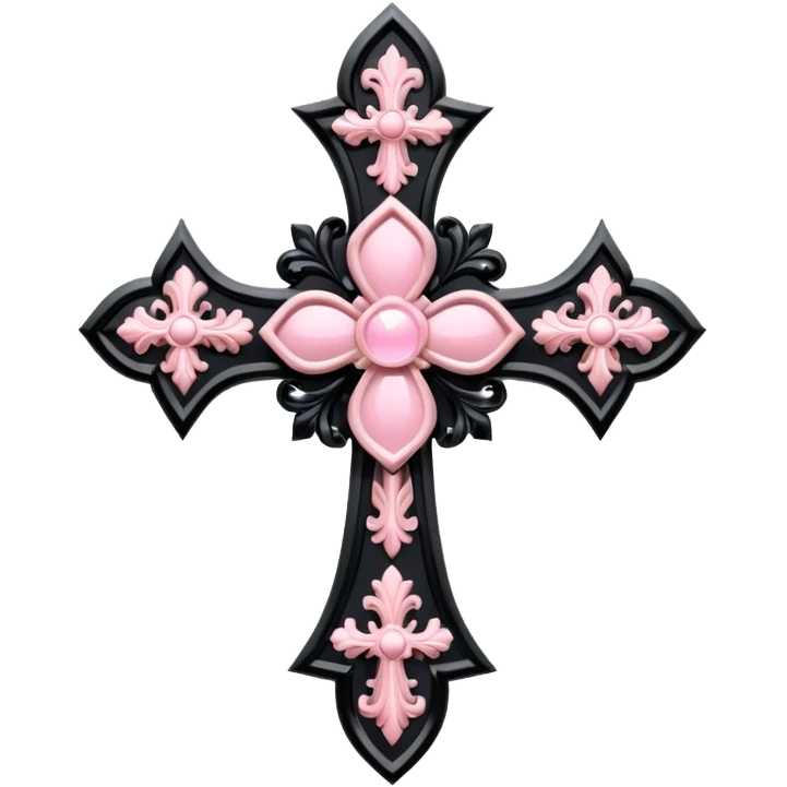 Upside down gothic cross light pink and black  emoji