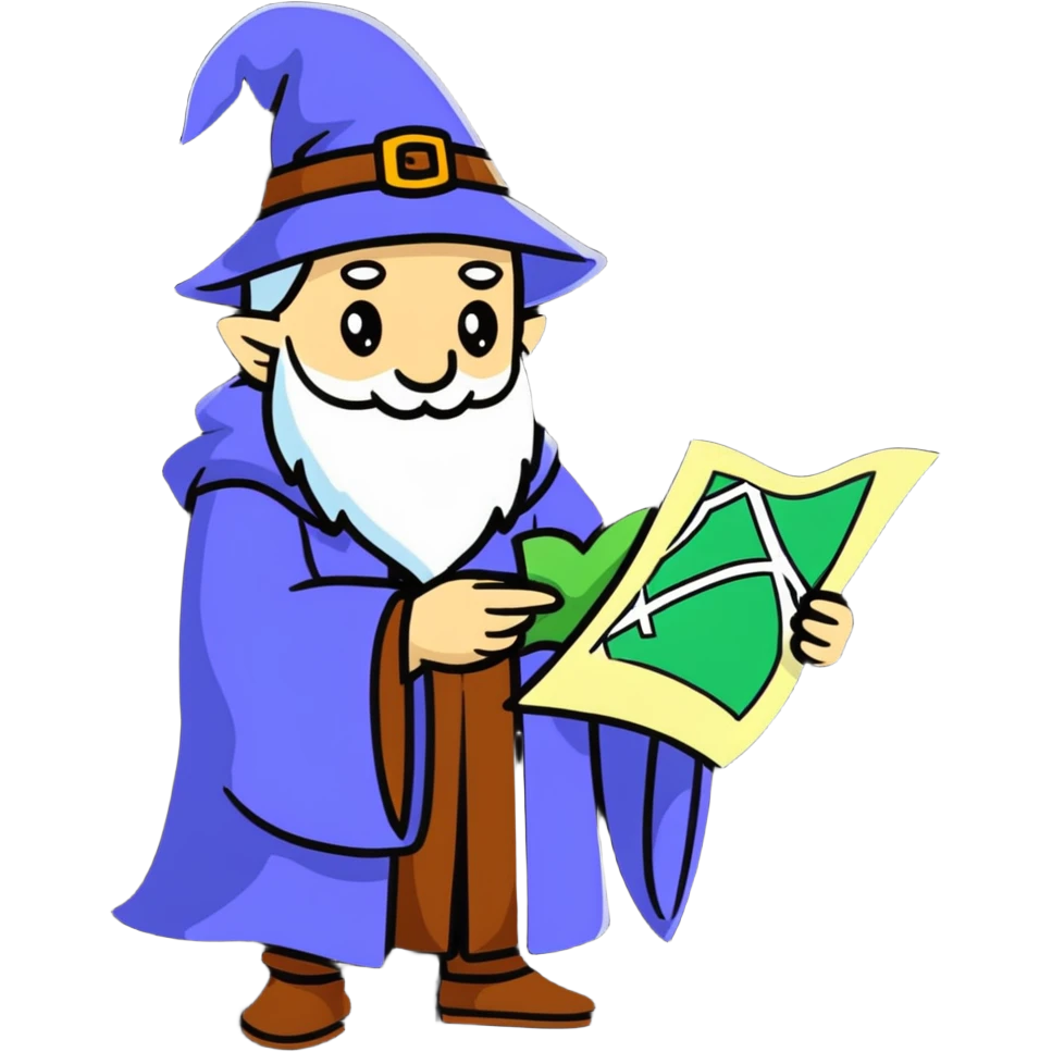 lost wizard with a map emoji