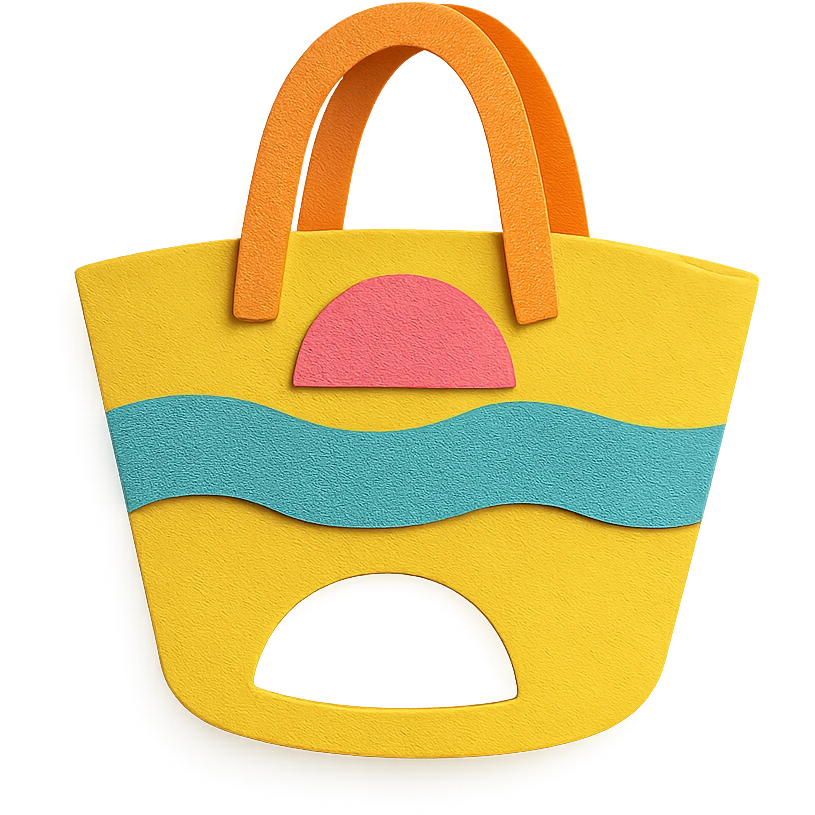colorful paper-craft style beach bag with cut-out details emoji