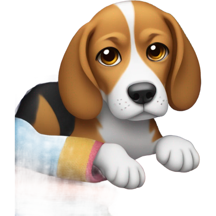Beagle under many blankets emoji
