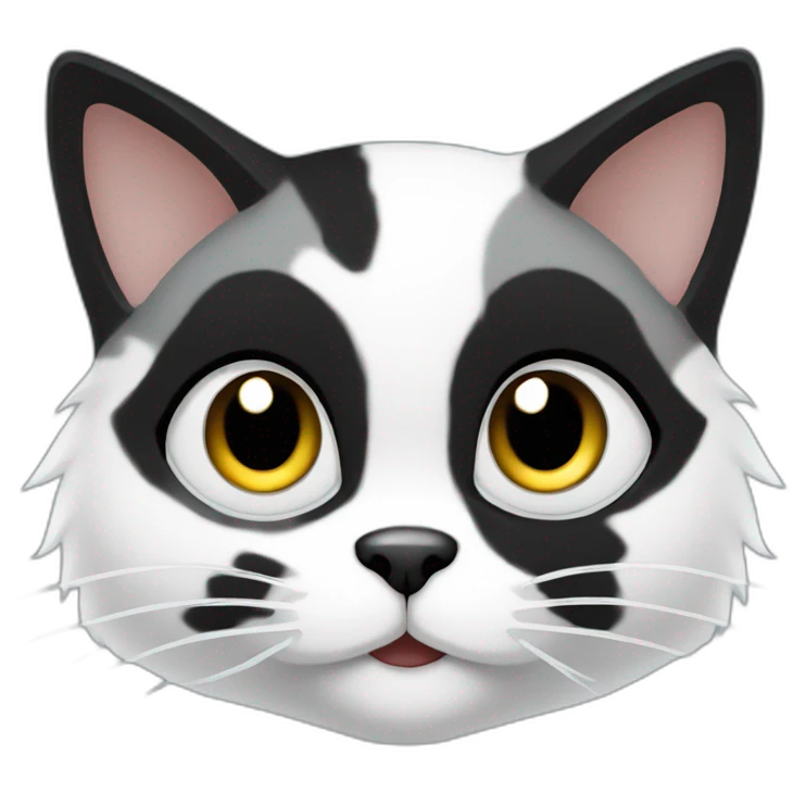 White cat with grey and black spots. Raccoon emoji