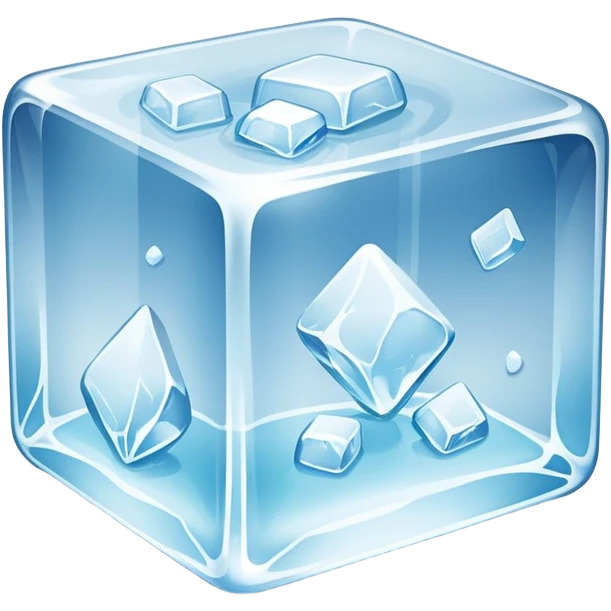 A clear frozen ice cube with light reflections emoji
