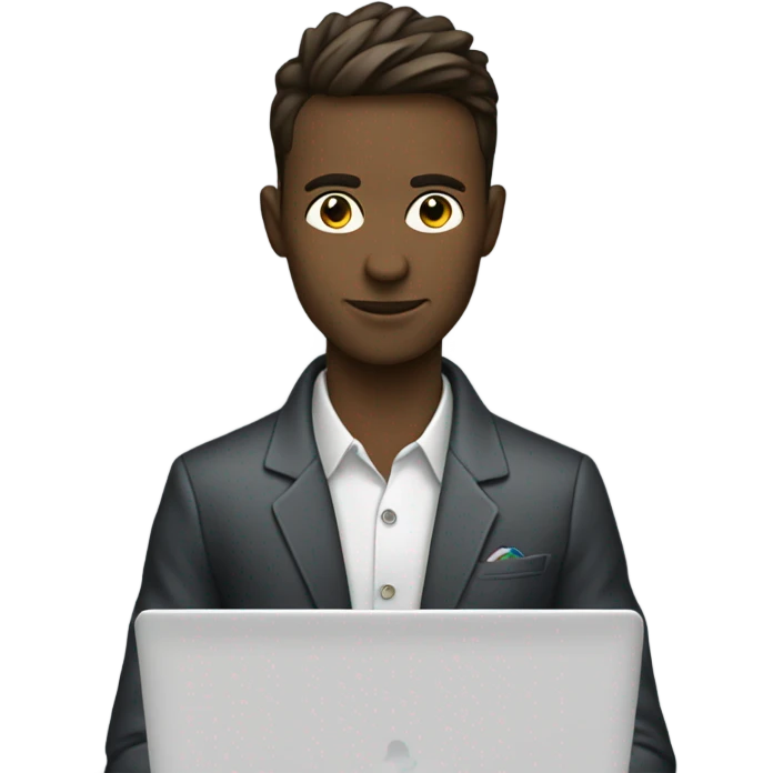 gay in a laptop working with martini emoji