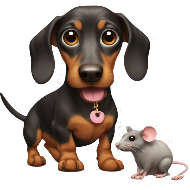 Dachshund with a plush rat in the mouth  emoji