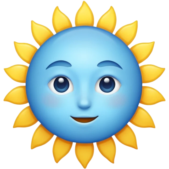 A fully blue realistic sun emoji