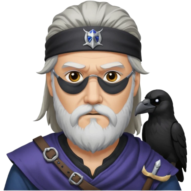 norse god odin with eyepatch on his left eye and raven on his shoulder emoji