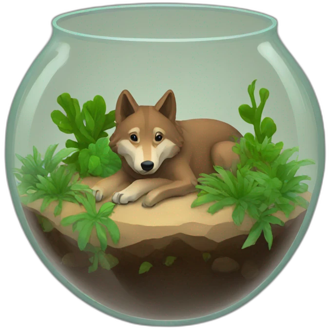 Brown wolf terrarium  emoji