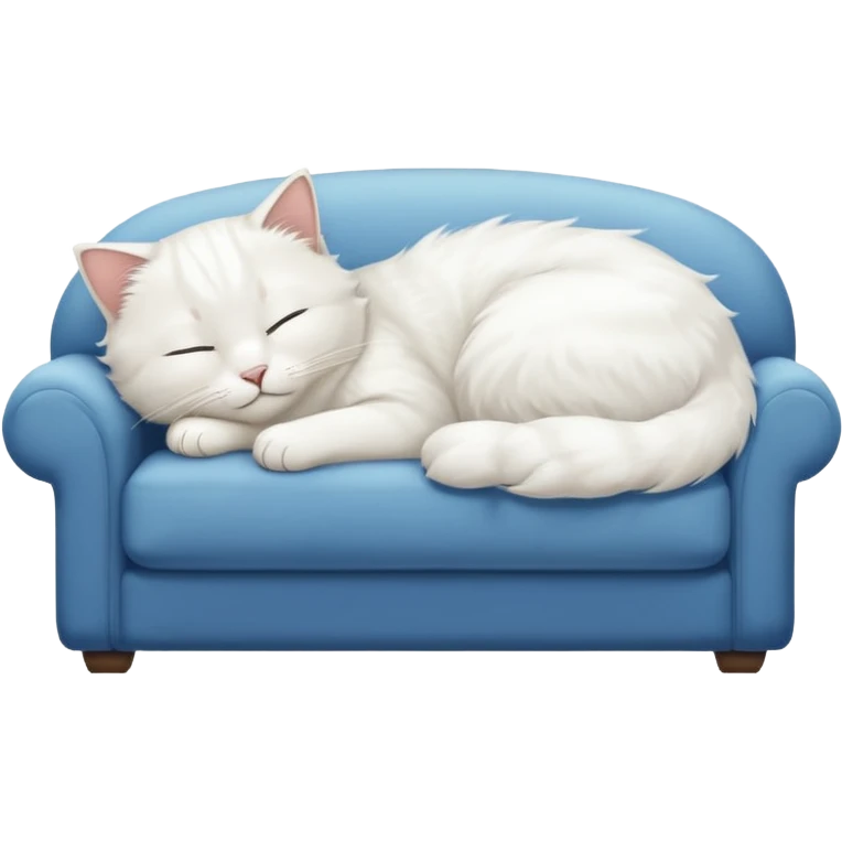 Sleeping white cat on a couch emoji