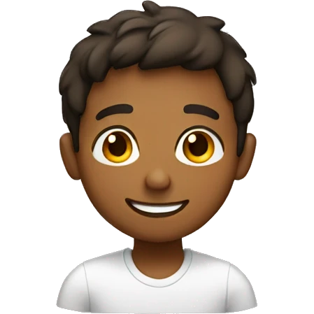 Smiling brown boy saying hi  emoji