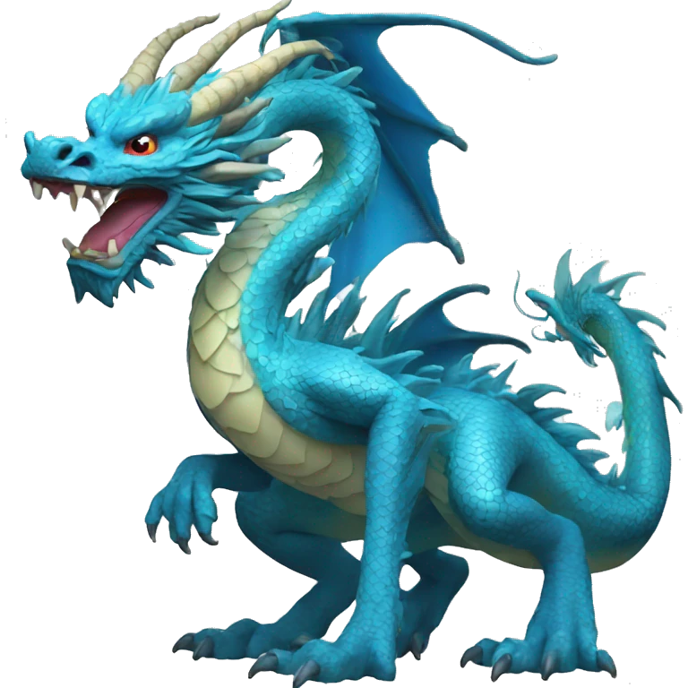 blue chinese dragon, full body, blue energy emoji