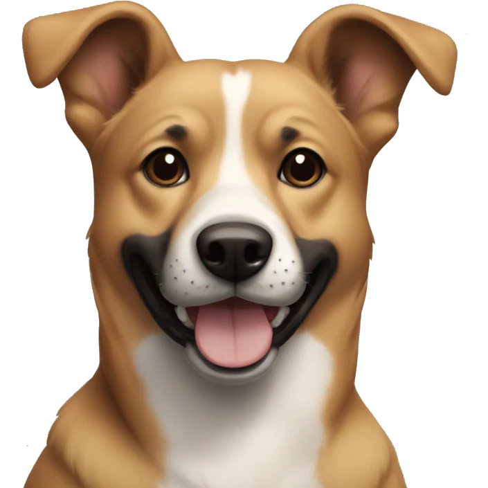 smiling dog with black ears and blacj and brown muzzle emoji