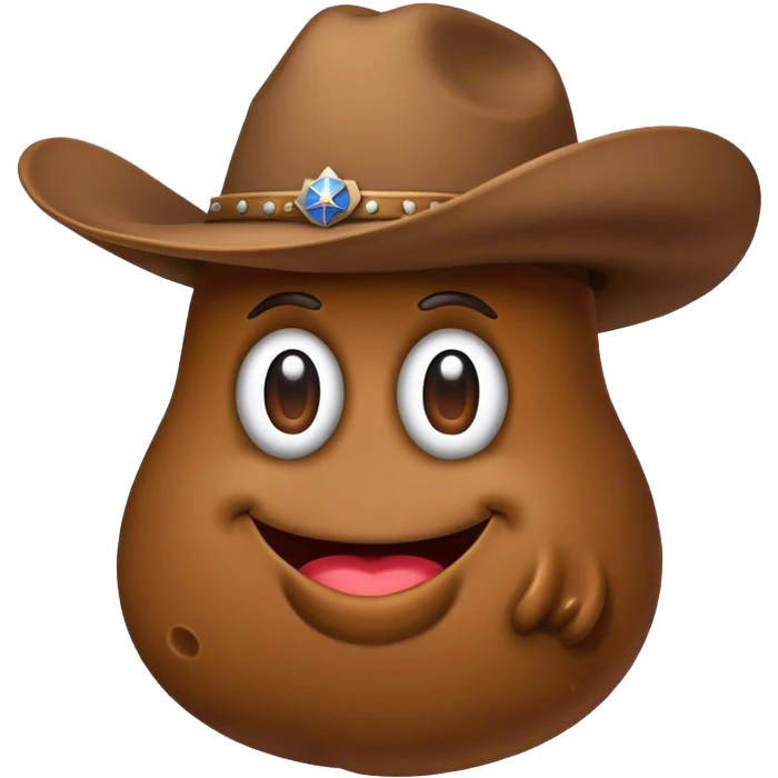 Poop emoji wearing a cowboy hat emoji