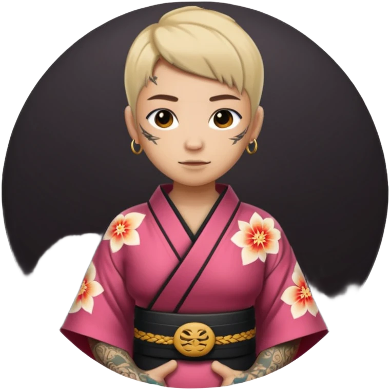 kimono with tatooed, half body to belt emoji