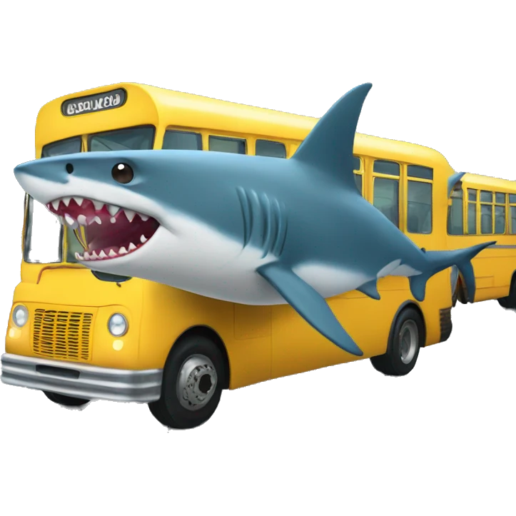 Shark that is riding an bus emoji