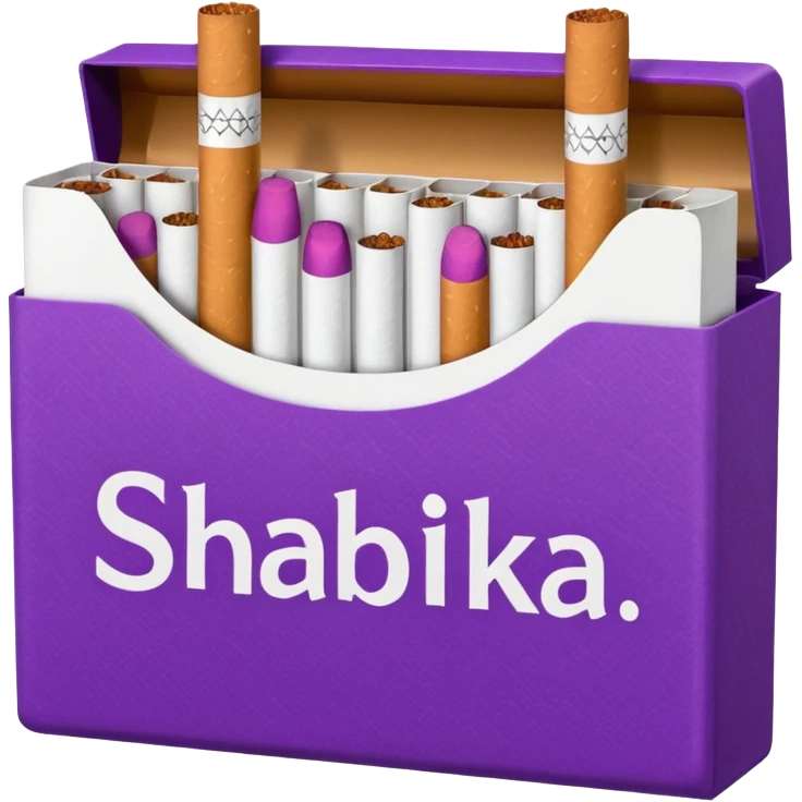 Создать emoji картинку с пачкой сигарет с надписью «SHABILKA” на фиолетовом фоне emoji