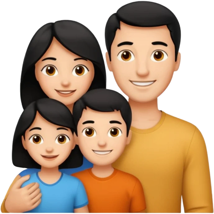 A family of a man, a woman and a boy, slightly tanned, having black hair emoji
