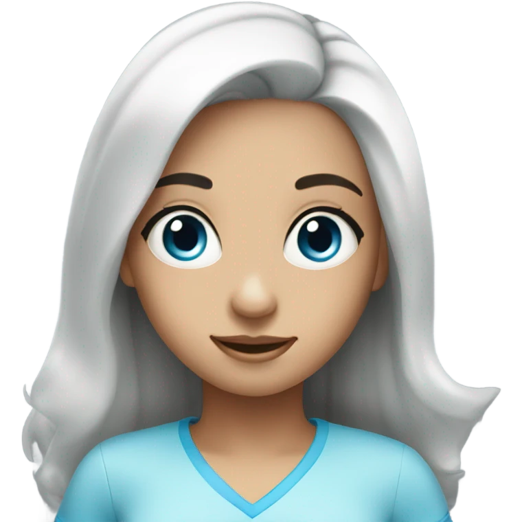 Black haired girl with blue eyes celebrating birthday  emoji