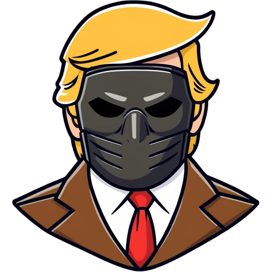 Trump wearing leather mask emoji