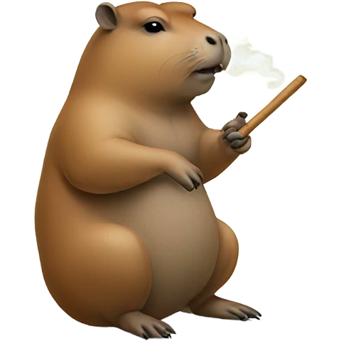Capybara holding a smoking blunt between two fingers not NSFW emoji