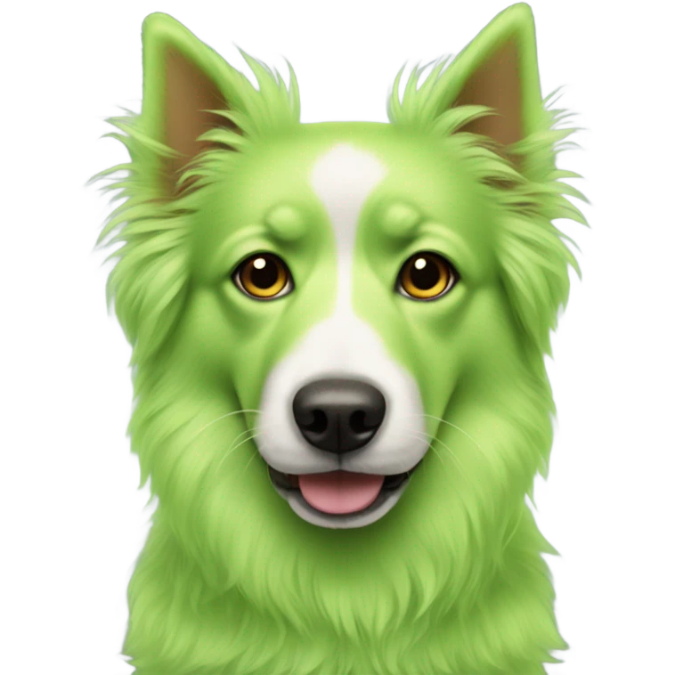 lime green fluffy dog pointy ears emoji
