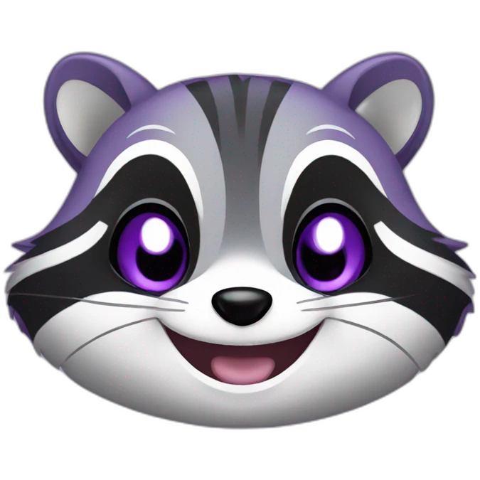 Cute violet raccoon is laughing emoji