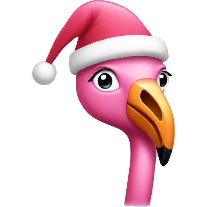 Pink flamingo with a Santa hat  emoji