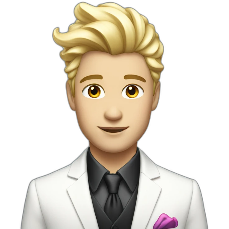 Posh-boy-with-white-suit-and-rainbow-unicorn-hair emoji
