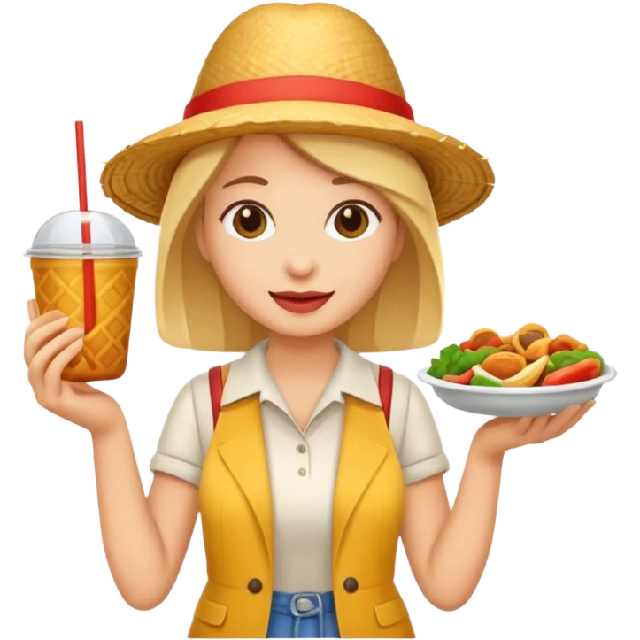 tourist woman holding street food emoji