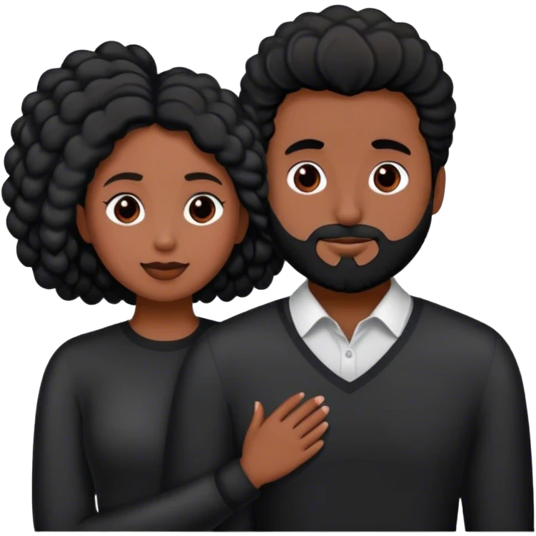 Pareja de hombre de pelo castaño y mujer de pelo negro enamorados  emoji