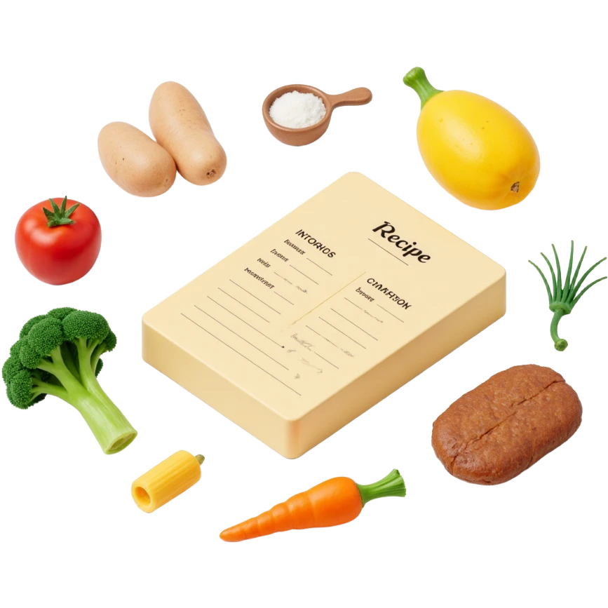 Floating Ingredients Around a Recipe Card (with Transparent Background) emoji