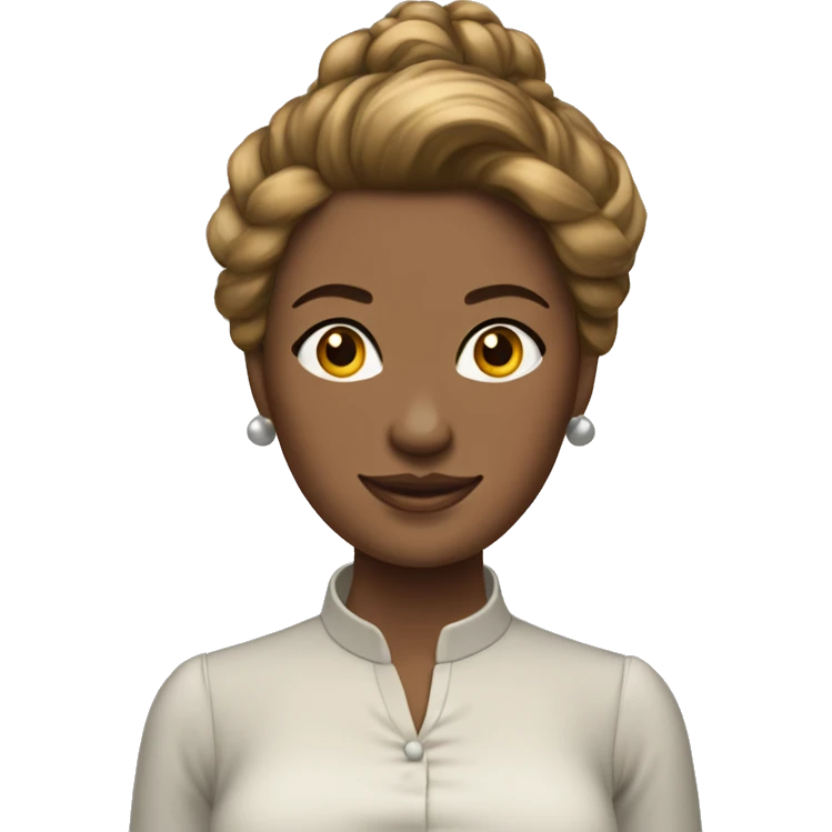 femme chataine claire avec blouse et  chignon décoifée  emoji