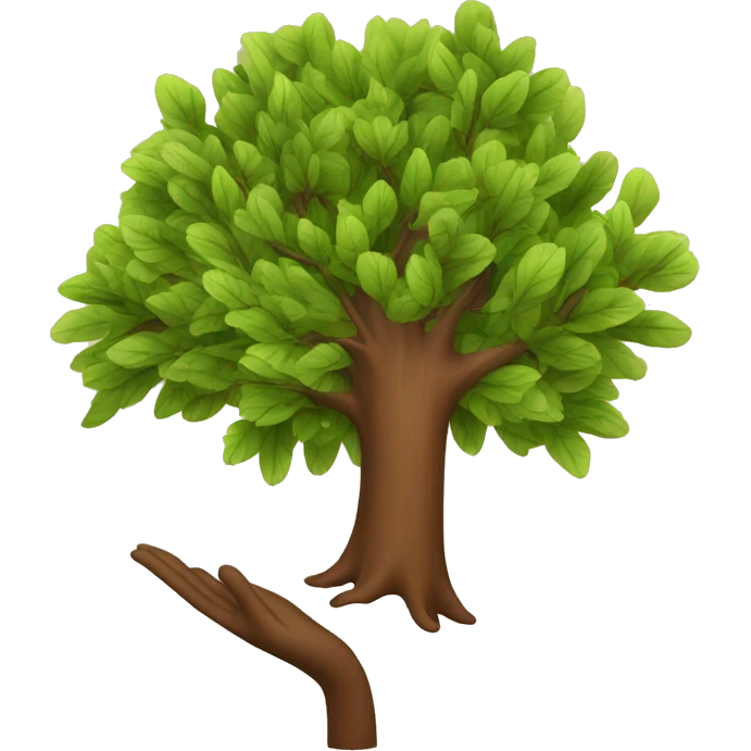 A tree which is made of a hand in upword direction the shade of hand is of brown wood. The leaves of the hand are of different colors of the hand attached to the main branch emoji