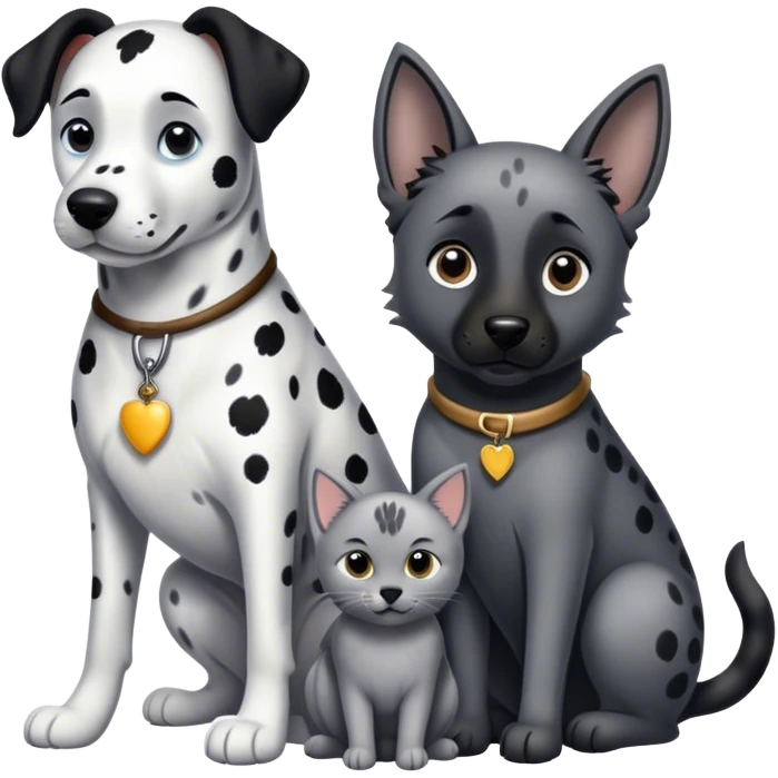 Dalmatian with a gray cat and a Belgian shepherd  emoji