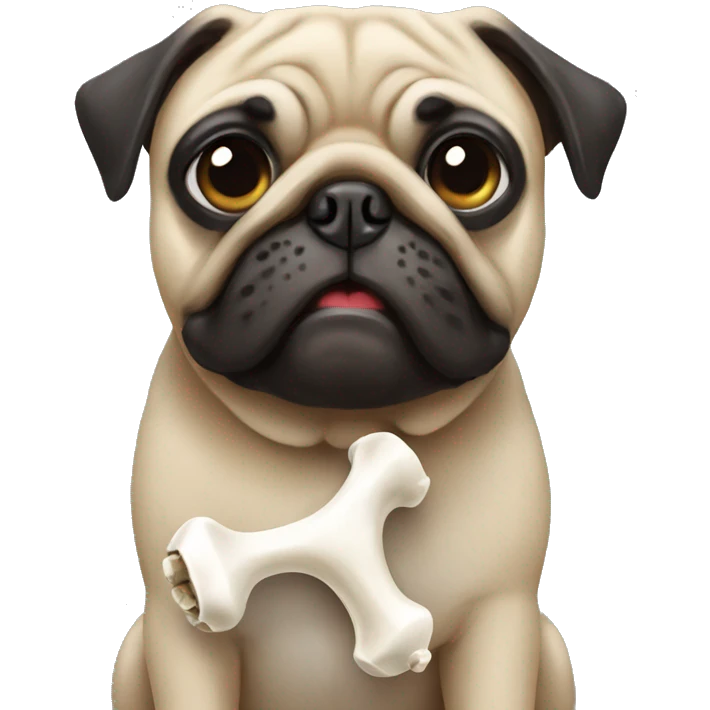 Pug using bone as phone emoji