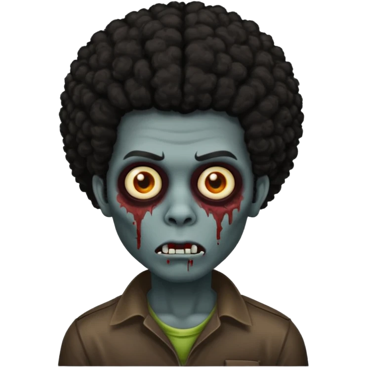 Zombie dark black Afro hair emoji